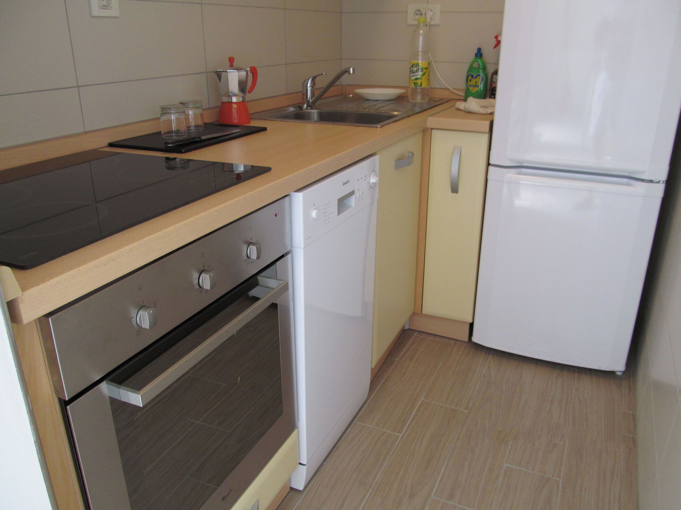 Apartment (A1) | Private kitchen | Fridge, microwave, oven, stovetop