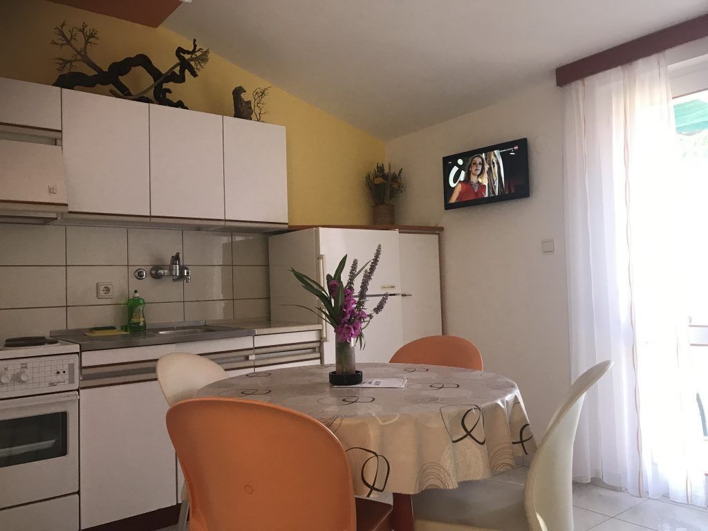 Apartment (A2) | Private kitchen | Fridge, stovetop, cookware/dishes/utensils, cleaning supplies