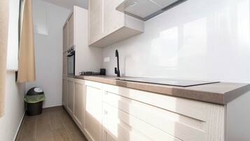 Appartement (A1) | Cuisine privée | Réfrigérateur, plaque de cuisson, bouilloire électrique