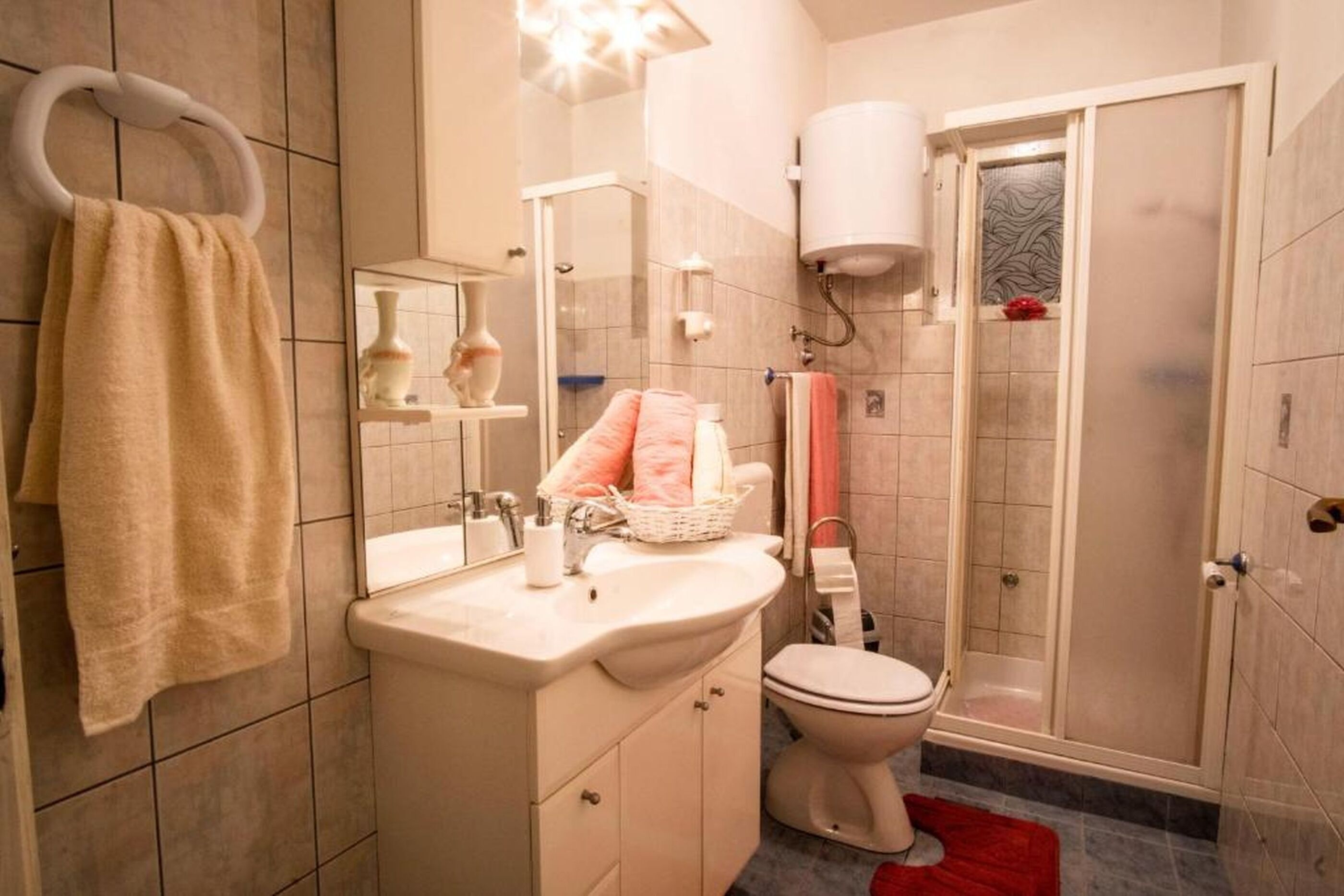 Apartment (A1) | Badezimmer | Dusche, Handtücher, Toilettenpapier