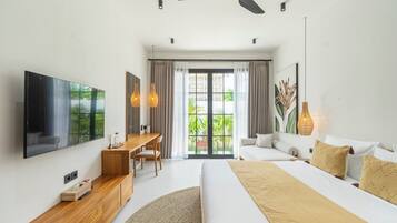 Luxury Villa, Pool View | Egyptian cotton sheets, premium bedding, in-room safe