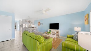 TV - Bluewater Bungalow | Lagoon-Front Duplex Near Beach & Boat Dock (PCB)