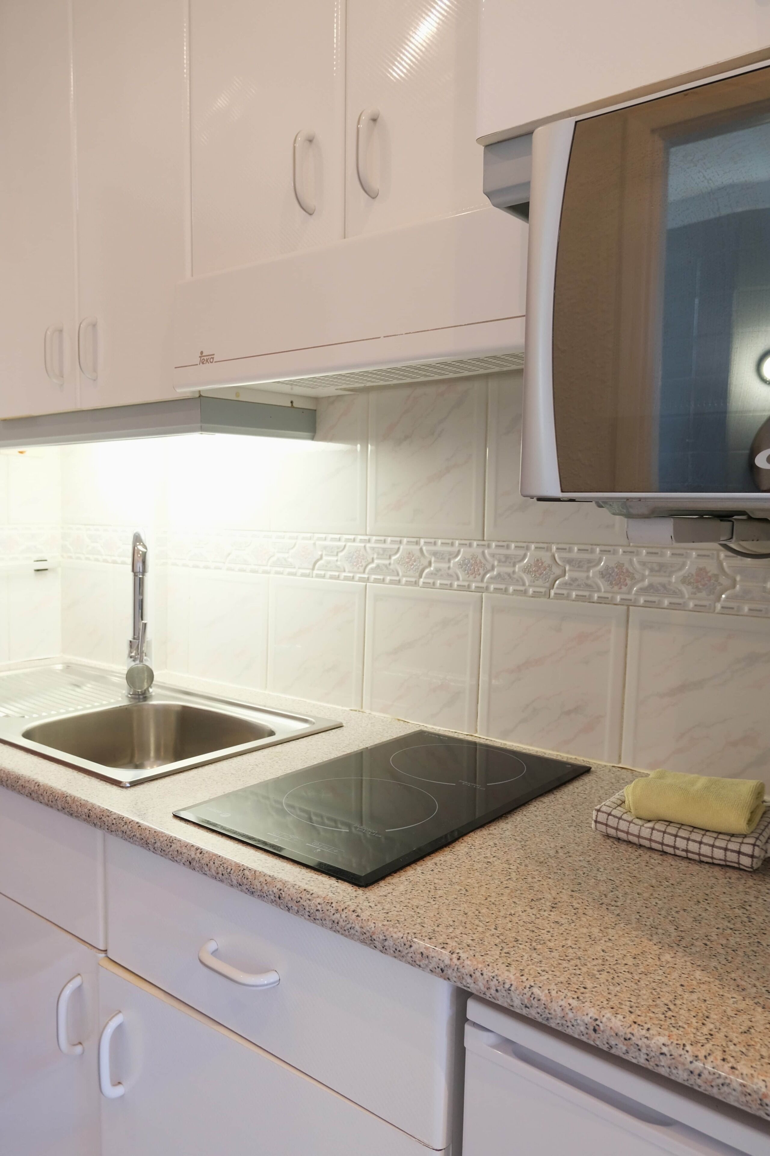 Kühlschrank, Mikrowelle, Herdplatte