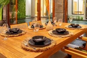 Deluxe villa, 2 slaapkamers, privézwembad | Dineren