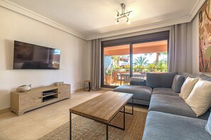 Living area - Guadalmansa Beach Flat | Modern & Steps to Shore (Estepona)