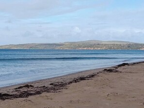 A beach with a sandy shore and calm water. - Seashell - Minutes walk to Beach. Phillip Island (Cape Woolamai)