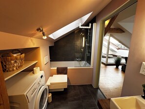 Haartrockner, Handtücher, Seife, Toilettenpapier