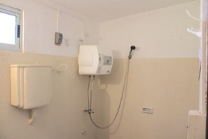 Shower, bidet, towels, soap