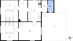A floor plan with labeled rooms Z, W, K, E, B, and T. - 4 Star Holiday Home in Ullerslev (Ullerslev)