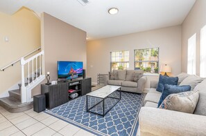 Townhome, Multiple Beds, Pool Access, Pool View (101PB-SVH) | Living area - Disney Stay w/ Private Pool + Family Fun Sleeps 9 (Kissimmee)