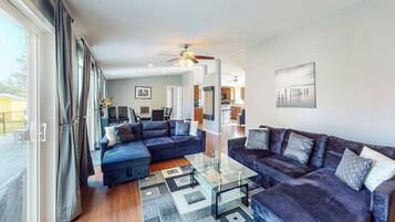 TV, DVD player, books, video library