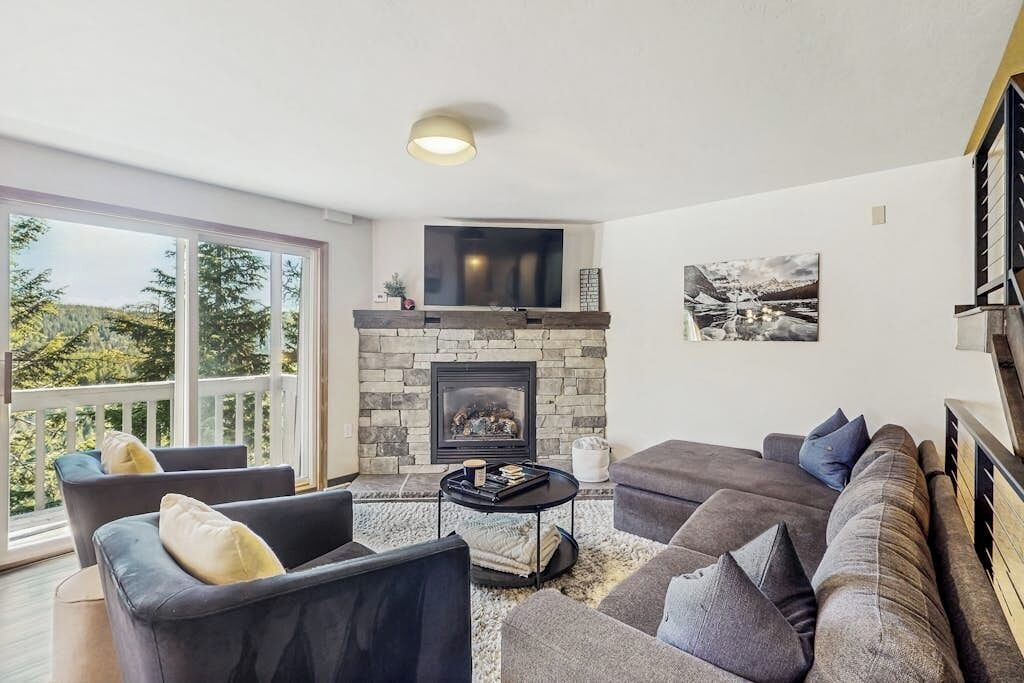 TV, fireplace