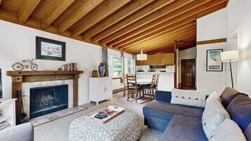 Fireplace, table football, ping pong