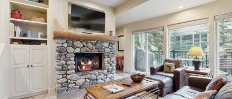 TV, fireplace, DVD player
