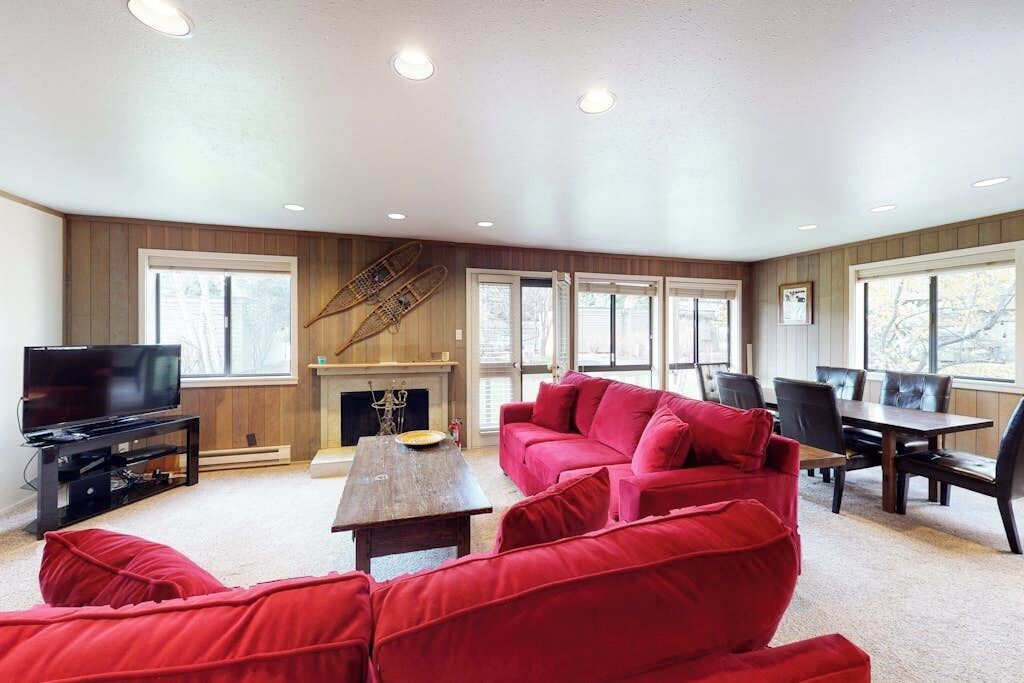 TV, fireplace