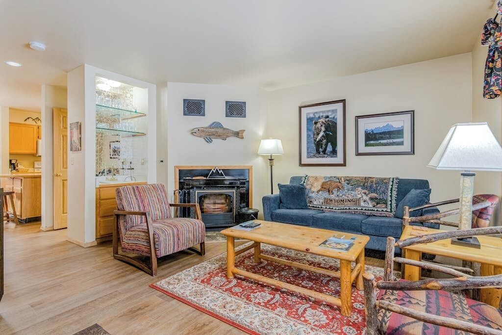 TV, fireplace, DVD player, video library