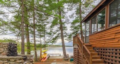 Lakefront cabin on Brandy Pond with dock, deck, firepit, kayaks & paddleboard