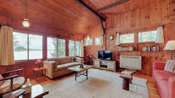 TV, fireplace, DVD player, video library