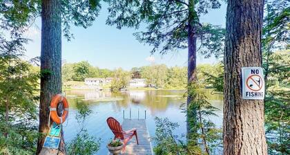 Lakefront Home on Togus Pond with 2 Decks, Great View & Canoe/Fire Pit