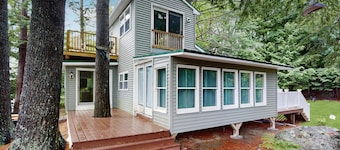 Lakefront Home on Togus Pond with 2 Decks, Great View & Canoe/Fire Pit
