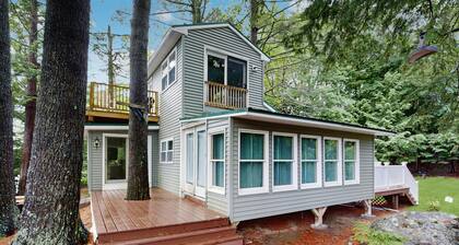 Lakefront Home on Togus Pond with 2 Decks, Great View & Canoe/Fire Pit