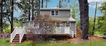 Lakefront Home on Togus Pond with 2 Decks, Great View & Canoe/Fire Pit