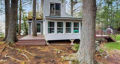 Lakefront Home on Togus Pond with 2 Decks, Great View & Canoe/Fire Pit