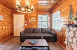 Living area - Mad for Plaid at Cabin 9 in Lakewood Cabins Near Village (Big Bear Lake)