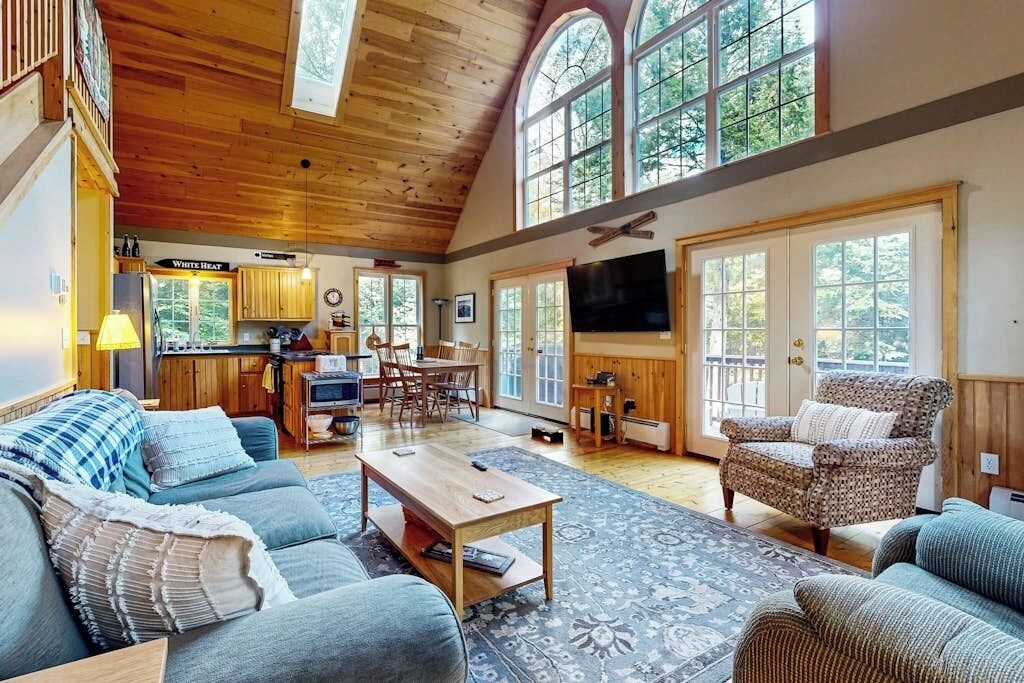TV, fireplace, DVD player, foosball