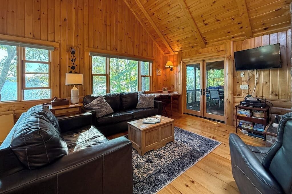 TV, fireplace, DVD player, books