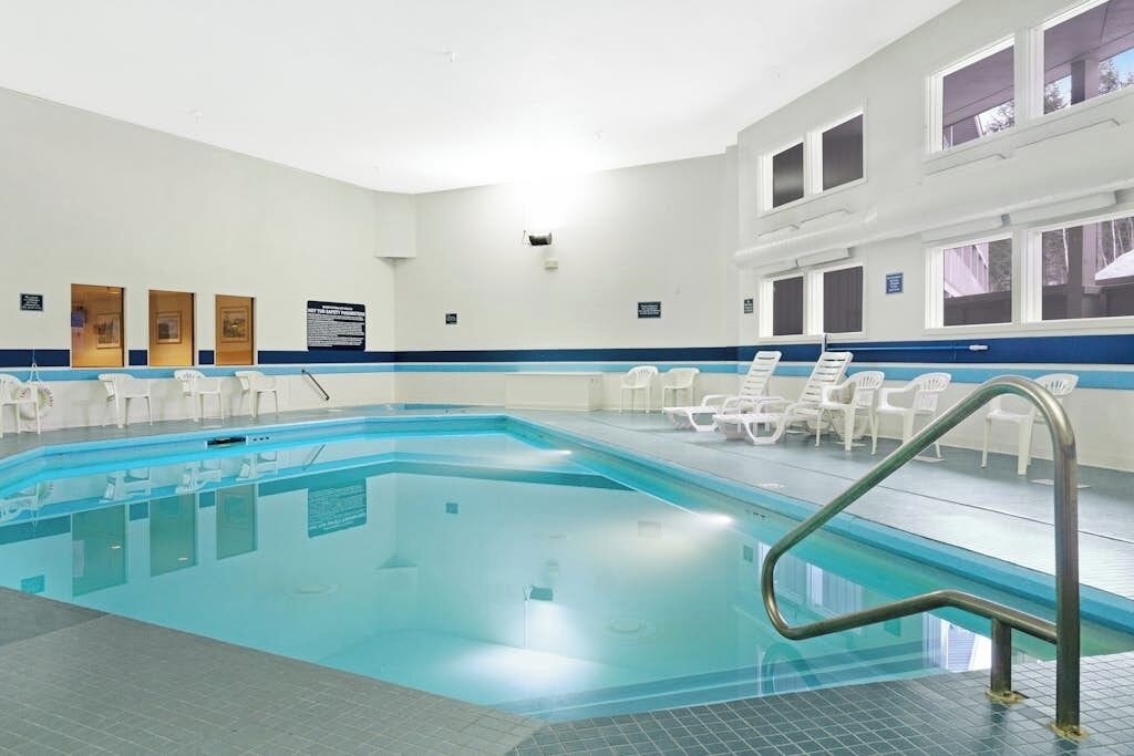 Indoor pool. Ski-in/out 2-story condo with balcony, on-site indoor pool, hot tub, sauna, W/D