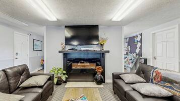 TV, DVD player, video library