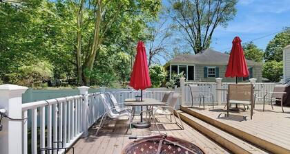 Dog-friendly home with firepit, large deck & yard - close to town