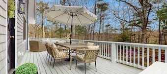 Inviting Home Near the Ocean with a Deck, and Outdoor Fire Pit