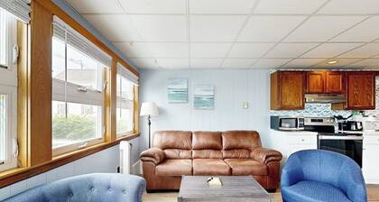 Sun-filled & serene coastal retreat with deck & stunning ocean views - near golf