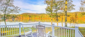 Lakefront home with private beach & dock - close to skiing