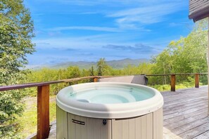 Terrace/patio - Spectacular home w/ views, expansive deck & hot tub; close to skiing & hiking (Easton)