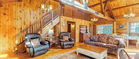 TV, fireplace, DVD player, books