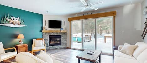 TV, DVD player, video library