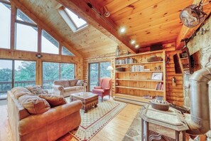 TV, DVD player, ping pong, books - Secluded Cabin w/ Private Hot Tub, Pond, Fire Pit, Free WiFi, Close to Skiing (Andover)