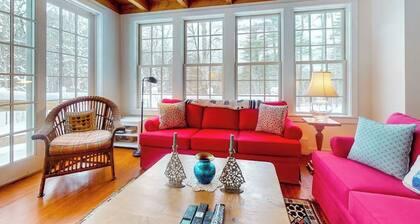 Picturesque creekside home with gorgeous deck & sunroom, near 4 ski mountains