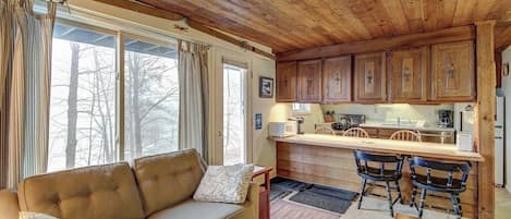 TV, DVD player, books, video library