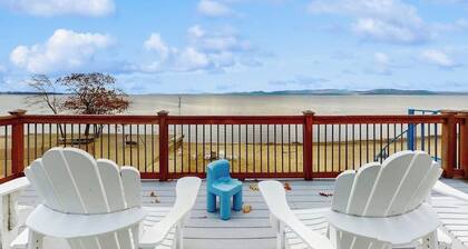 Lakefront home with water access, views of the mountains, private deck & patio