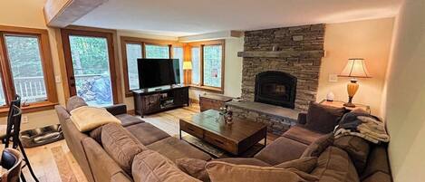 TV, fireplace