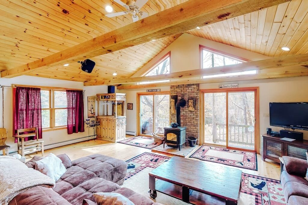 TV, fireplace, DVD player, video library