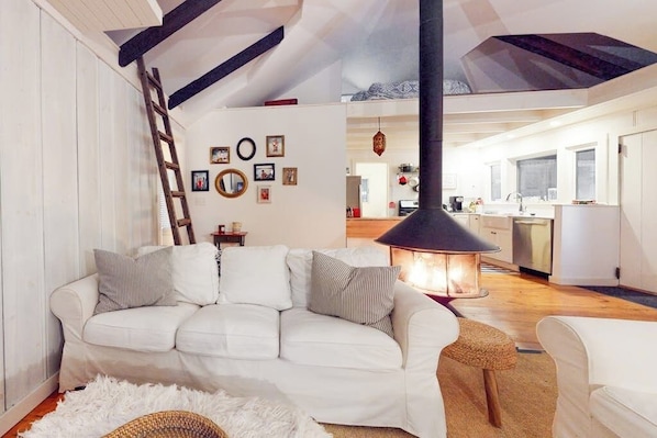 TV, fireplace