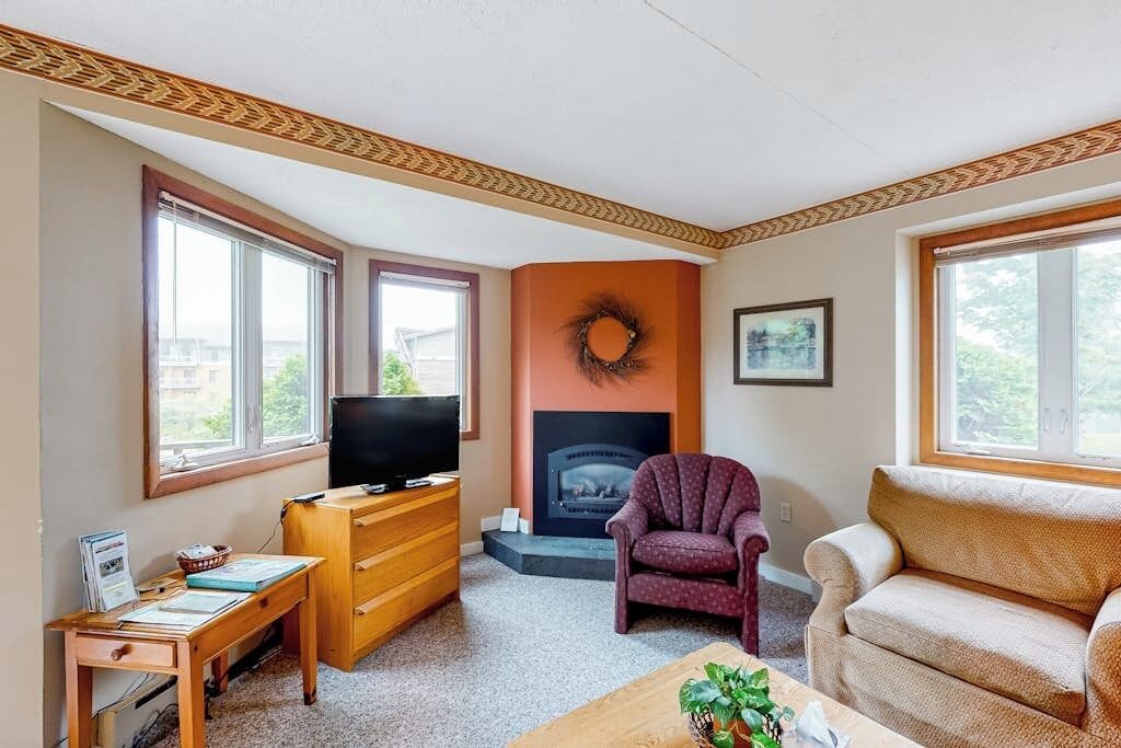 TV, fireplace