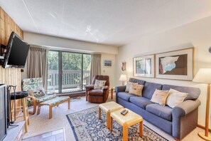 TV, fireplace, books - Cozy condo on ski shuttle route with free WiFi & full ktichen (Killington)