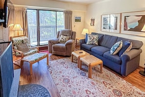 TV, fireplace, books - Cozy condo on ski shuttle route with free WiFi & full ktichen (Killington)