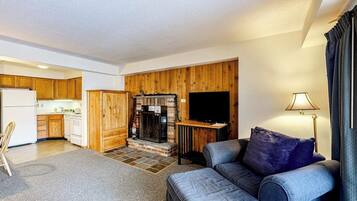 TV, DVD player, books, video library